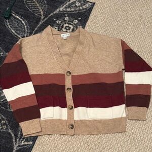 Vigoss Striped Cardigan Sweater